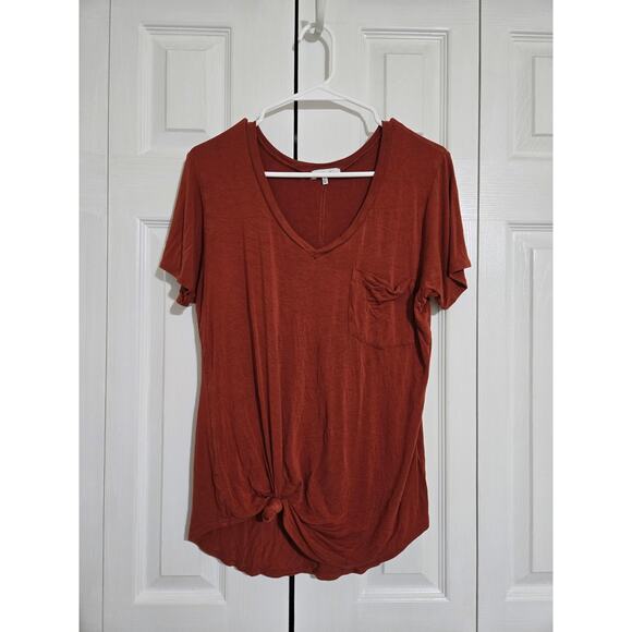 Another love medium women's tie front burnt orange tshirt - Picture 1 of 9